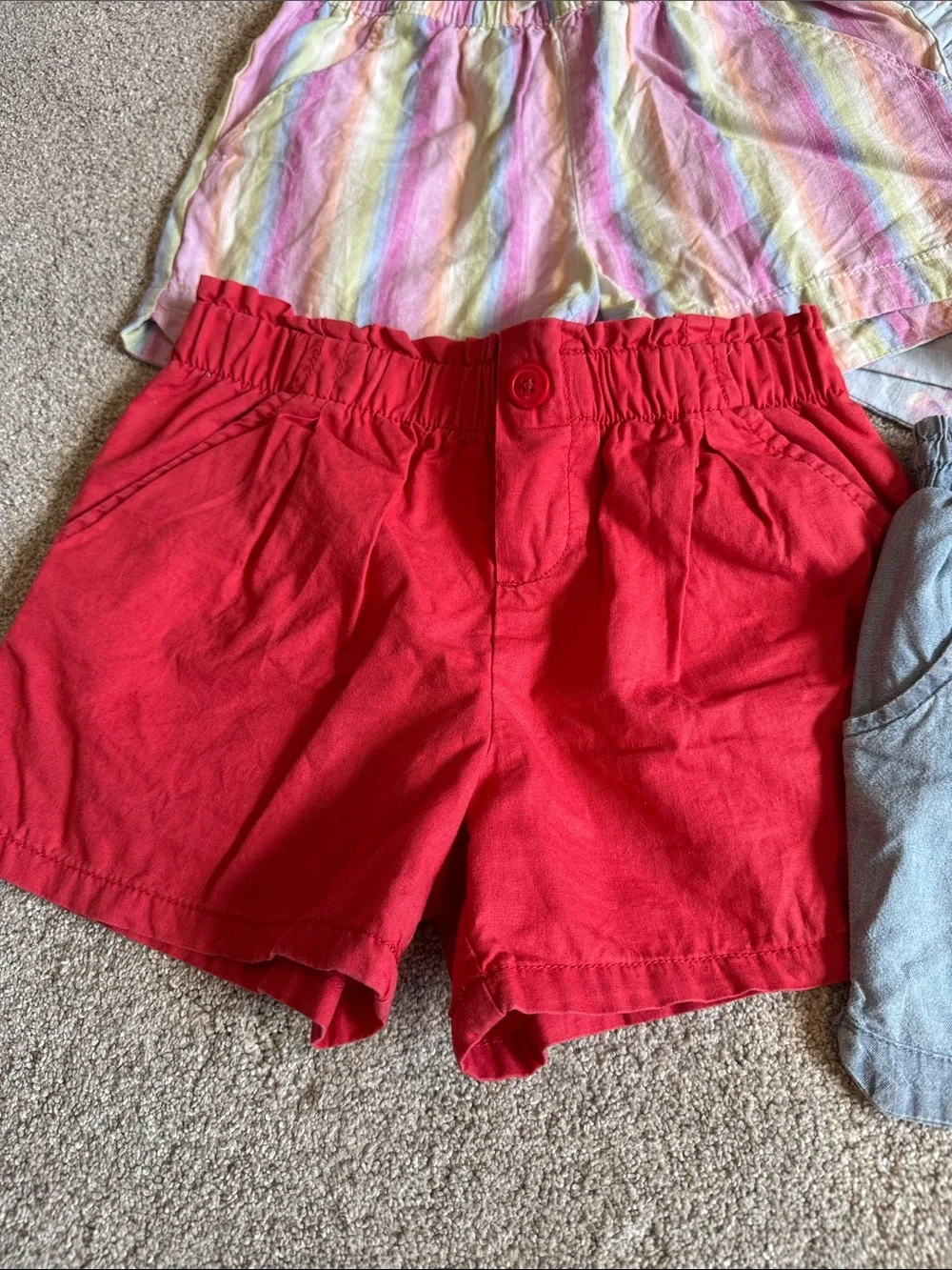 OshKosh B'gosh/CarterFour-Pack Girls Shorts — Red, Pink Stripe, Floral, Chambray